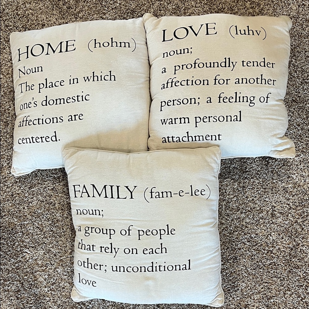 Set of Three Decorative Quote Pillows